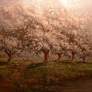 Verner Moore White Typical Verner Moore White oil painting on canvas of apple blossoms Sweden oil painting artist